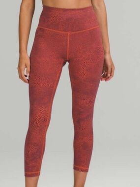 Lululemon Wunder Train High-Rise Crop 23" Crackle Glaze Vintage Orange Larkspur